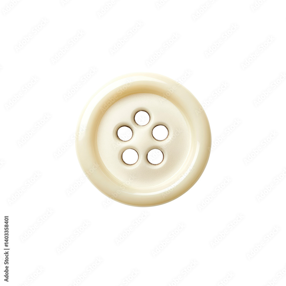 Close-up of a Single Off-White Four-Hole Button Close-up of a Single Off-White Four-Hole Button