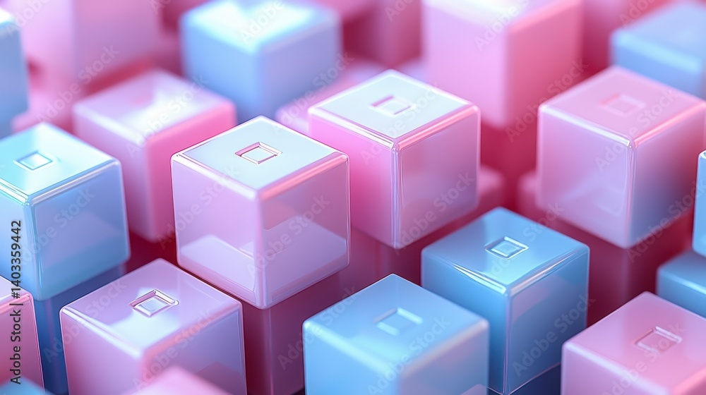 Fototapeta premium Colorful 3D Cubes in Pink and Blue Tones Creating a Vibrant and Playful Background for Various Creative Projects