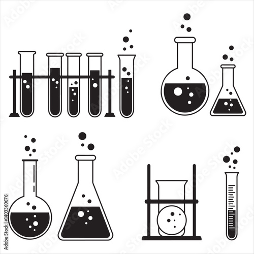 Science Lab Glassware Vector Illustration