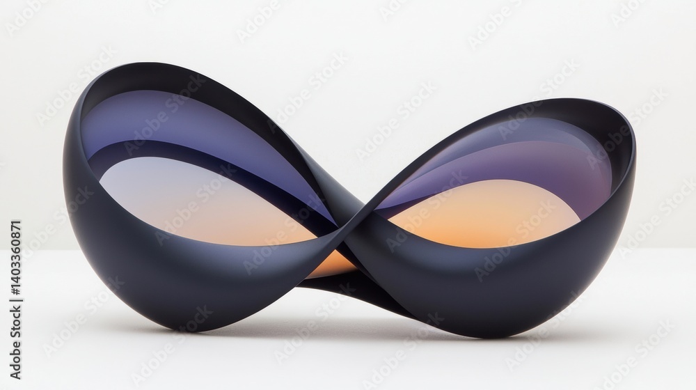 Fototapeta premium A modern abstract sculpture composed of overlapping black and purple spheres.