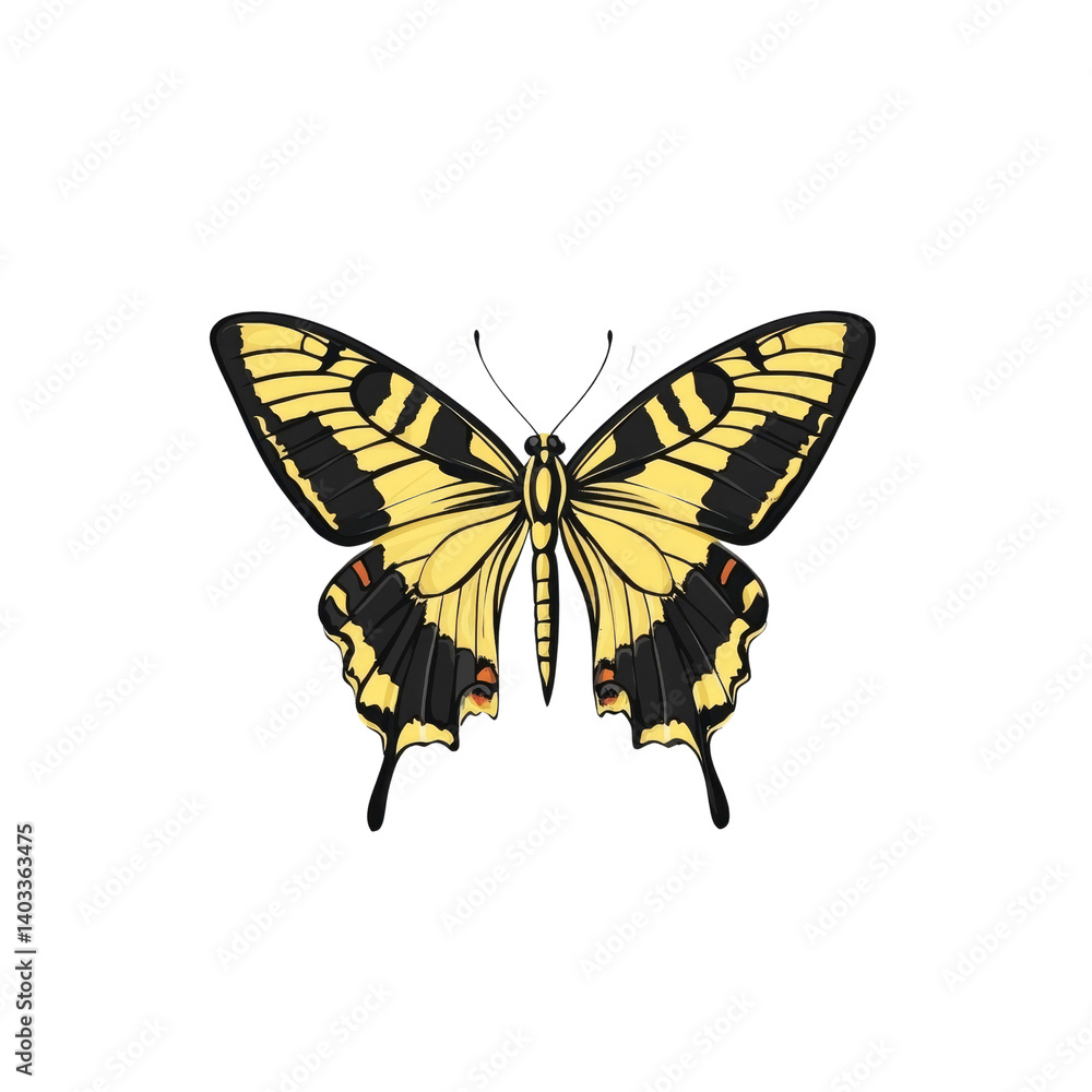 Elegant Yellow and Black Butterfly Illustration Elegant Yellow and Black Butterfly Illustration