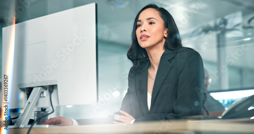 Bild auf Leinwand Agency, search and woman on computer in finance office for online news report, taxes or audit