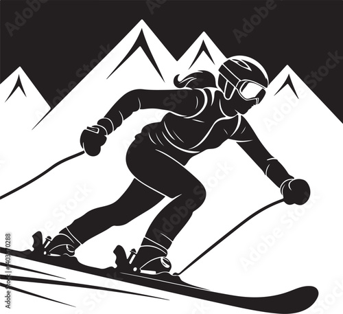 "Extreme Downhill Skiing Adventure in the Mountains"
