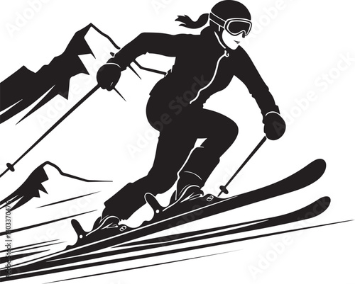 "Extreme Downhill Skiing Adventure in the Mountains"
