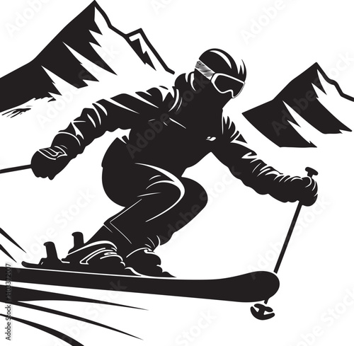 "Extreme Downhill Skiing Adventure in the Mountains"