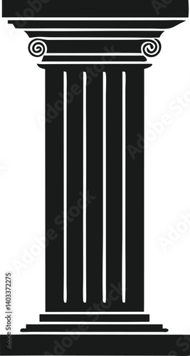 Classic Roman pillar in silhouette black vector art  