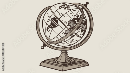 vintage globe isolated on white