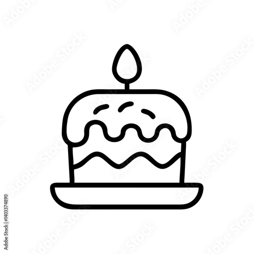 Easter cake with candle illustration on a plate  