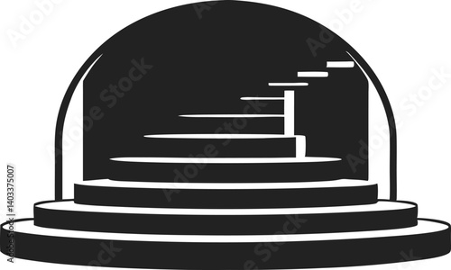 Elegant circular stair vector in silhouette black theme  