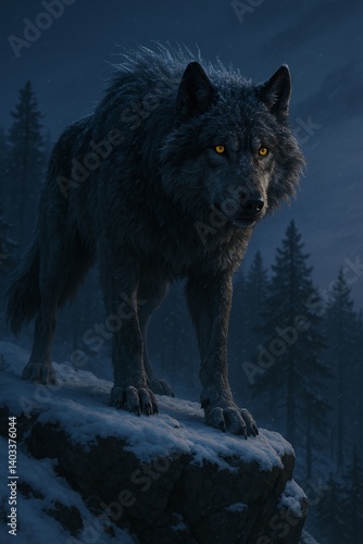 Majestic Dire Wolf Captured in Stunning Winter Wilderness