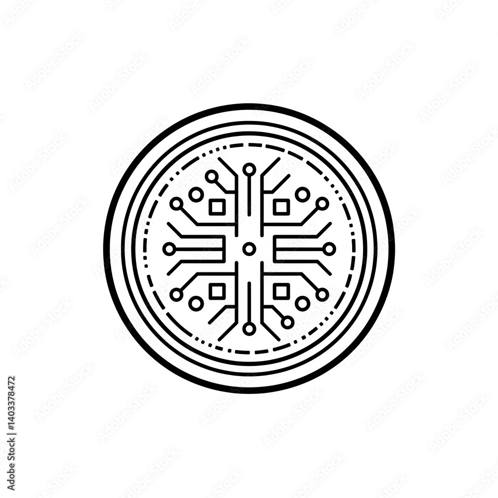 Circular Circuit Board Icon on white background Circular Circuit Board Icon on white background