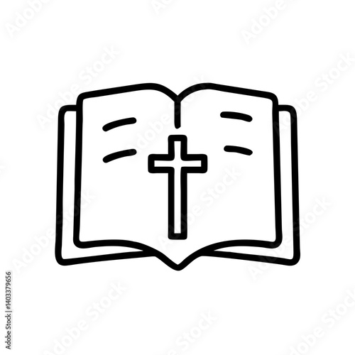 Open Bible with Cross Icon for Easter Celebration  