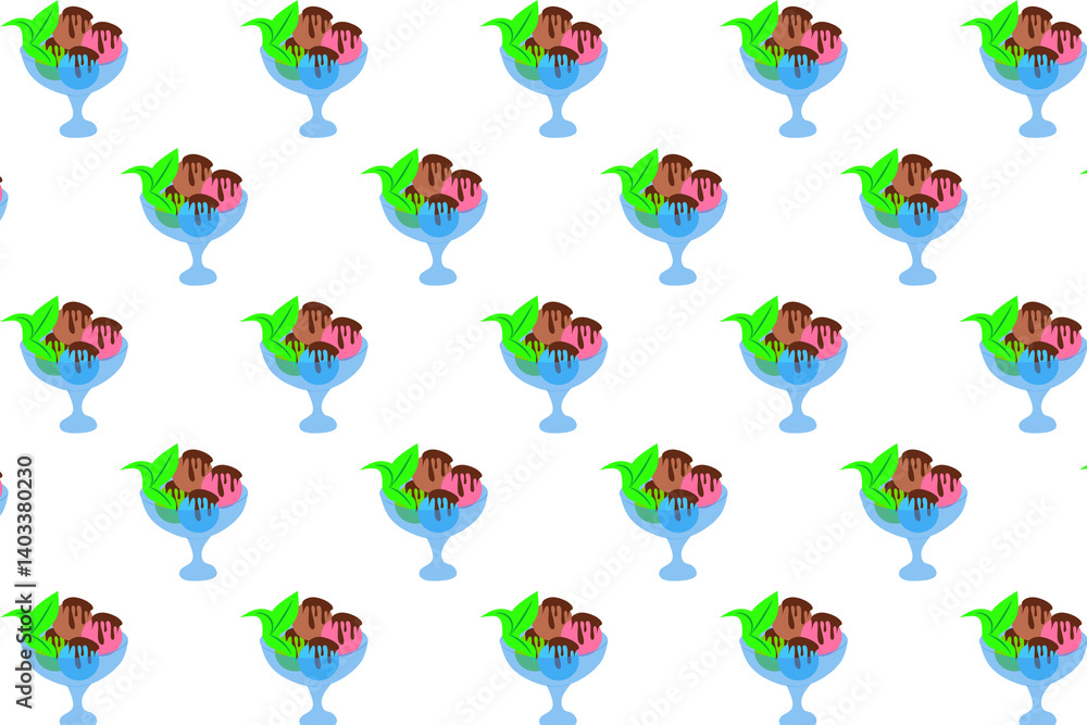 Obraz premium seamless pattern with various flavor ice cream