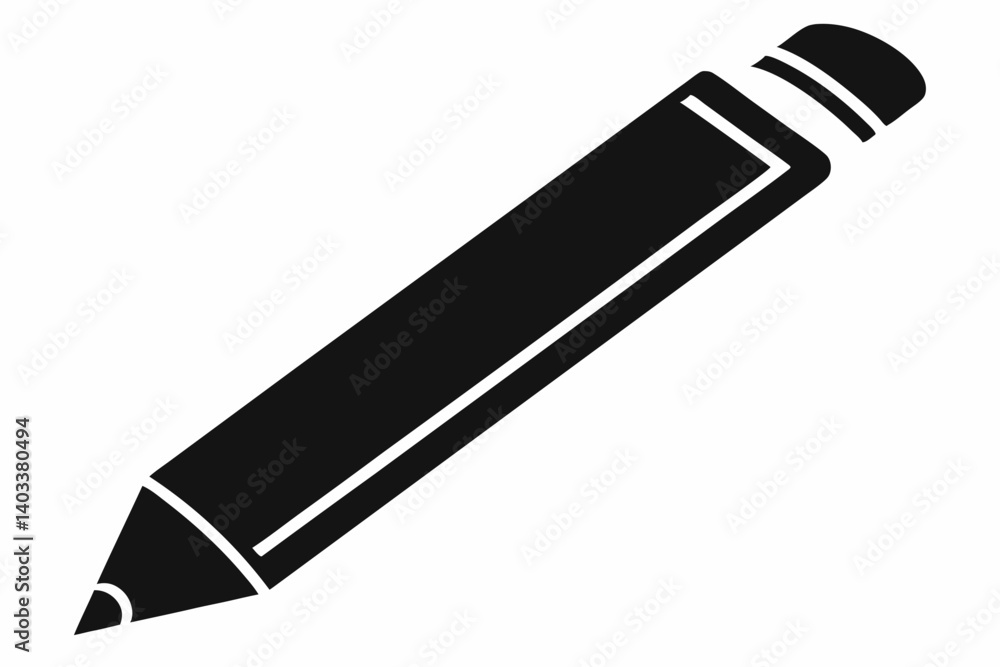 Pencil with Eraser Silhouette Vector Pencil with Eraser Silhouette Vector