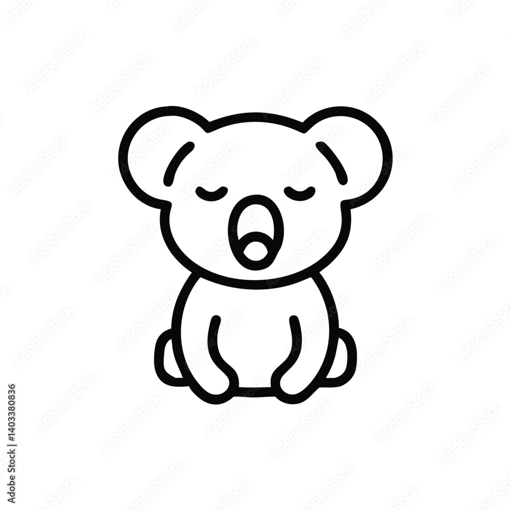 Sleepy Koala Yawning Cartoon Vector Icon In Outline Design Sleepy Koala Yawning Cartoon Vector Icon In Outline Design