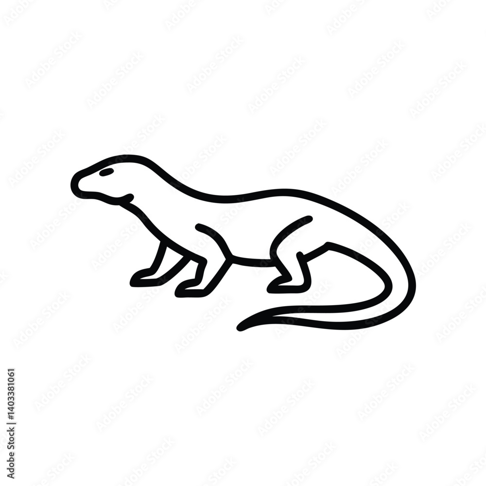 Simple Outline Illustration Of A Cute Weasel Animal Design For Digital Use Simple Outline Illustration Of A Cute Weasel Animal Design For Digital Use