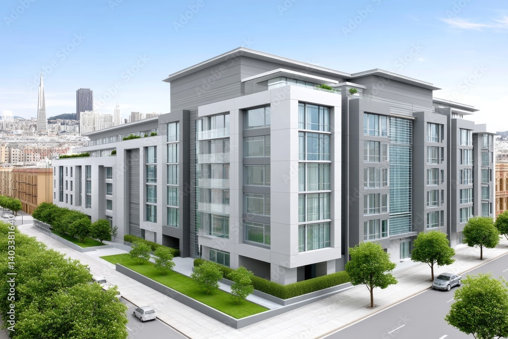 Fototapeta premium A mixed-use development combining residential, retail, and green space