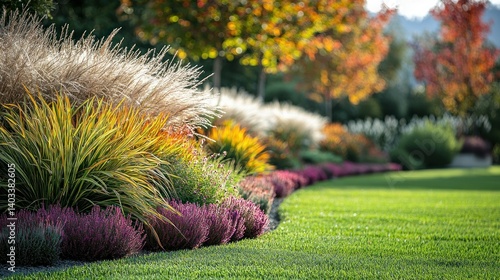 Autumnal Garden Landscape Design: Vibrant Colors and Textures