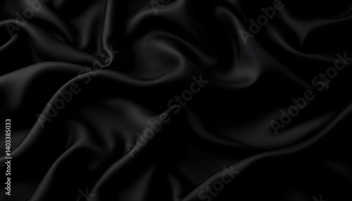 Wallpaper Mural Abstract Black Silk Drapery: A Study in Texture and Shadow Torontodigital.ca