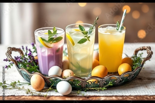 Obraz na płótnie Easter Drinks Display with Herbs w salonie