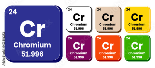 Cr, Chromium element vector icon set, periodic table element. Vector illustration EPS 10 File. Isolated on white background.