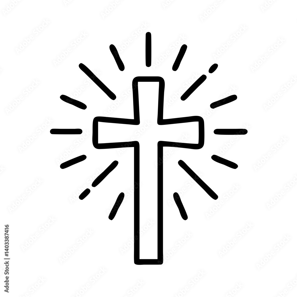 Obraz premium Radiant cross icon symbolizing Easter celebration 