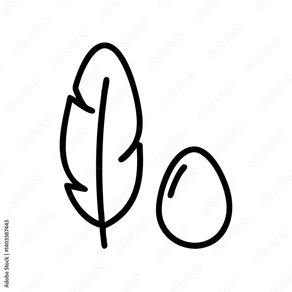 Feather and Egg Icon for Easter Celebration Feather and Egg Icon for Easter Celebration