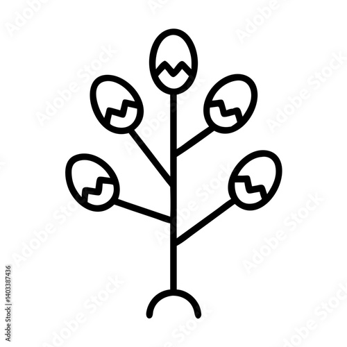 Easter tree with decorated eggs in minimalist style  