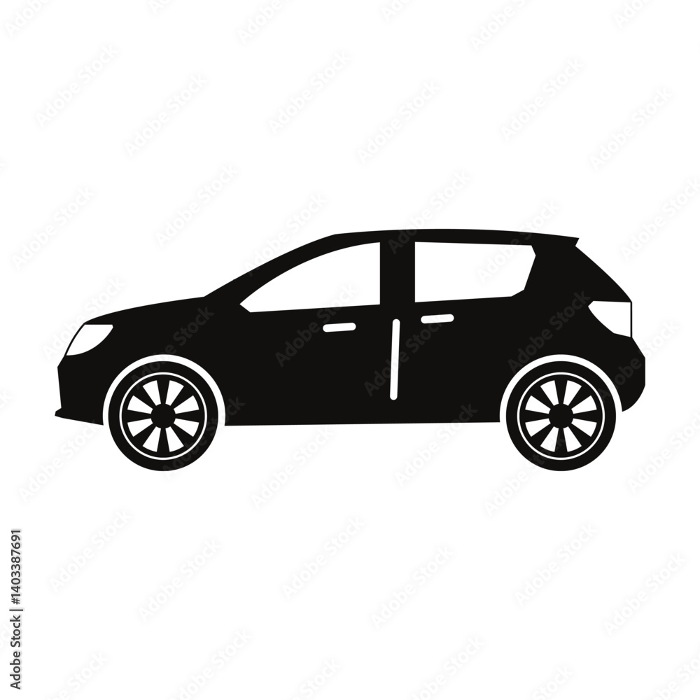 Car modern black icon simple side view design Car modern black icon simple side view design
