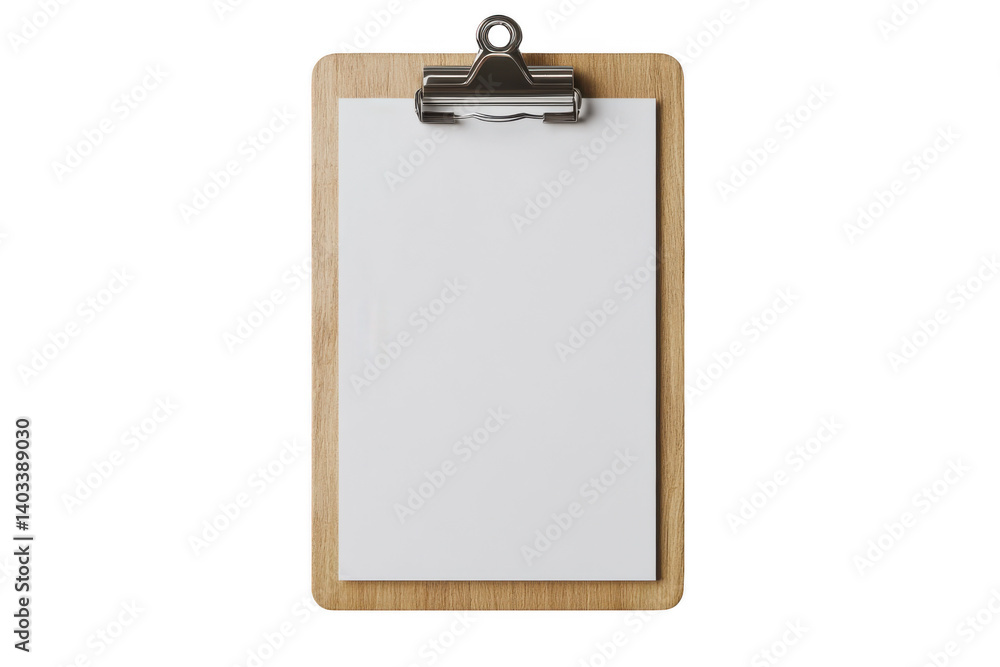 Clipboard with blank paper sheet on transparent background Clipboard with blank paper sheet on transparent background