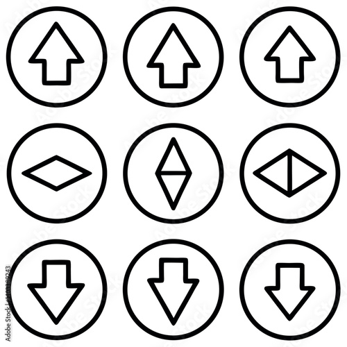  Simple Black and White Upward Arrow Icons in Circles