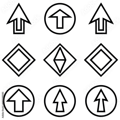 Minimalistic Upward Arrow Icons Simple and Modern Vector