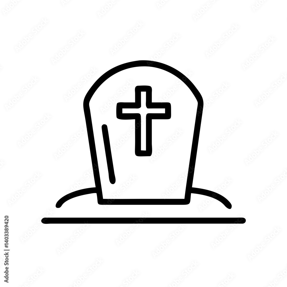 Fototapeta premium Easter icon: empty tomb with cross symbol 