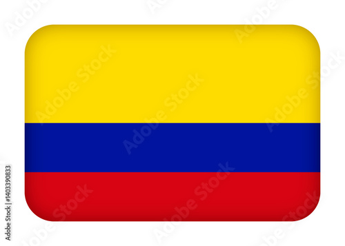Free Download Colombia flag with round corners. 3d illustration button flag of Colombia transparation png - GFXLoad