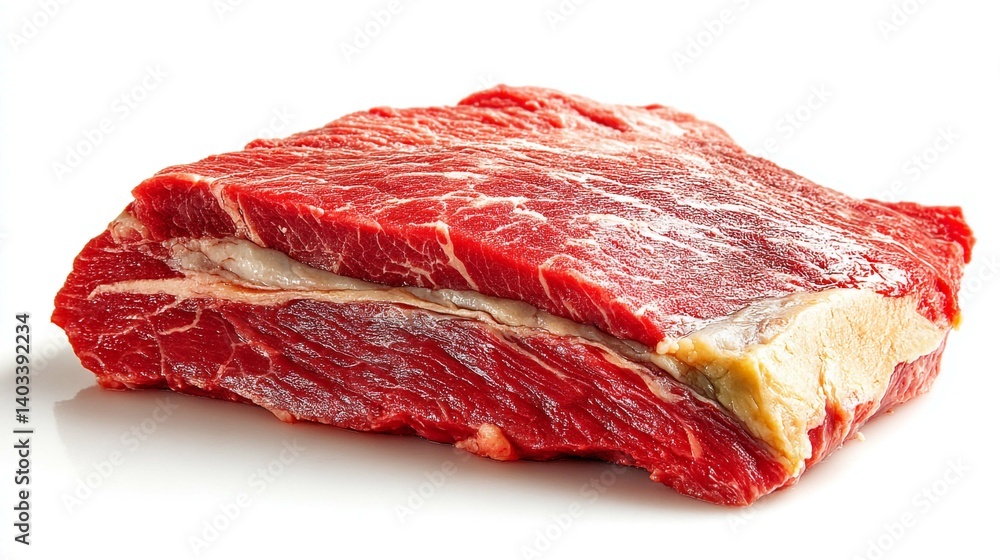Close-up shot of a raw, fresh piece of beef, ready to be cooked and enjoyed as a meal. Close-up shot of a raw, fresh piece of beef, ready to be cooked and enjoyed as a meal.