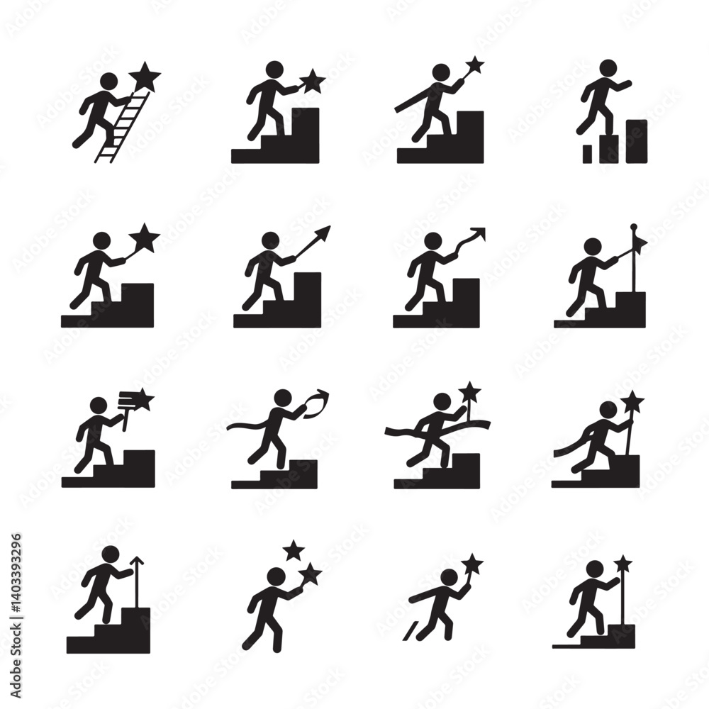 business people success icon set collection in flat style design illustrations business people success icon set collection in flat style design illustrations