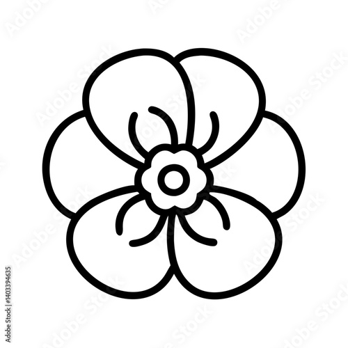 pansy flower line drawn vector art - illustration pansy flower isolated transparent background