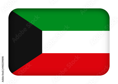 Free Download Kuwait flag with round corners. 3d illustration button flag of Kuwait transparation png - GFXLoad