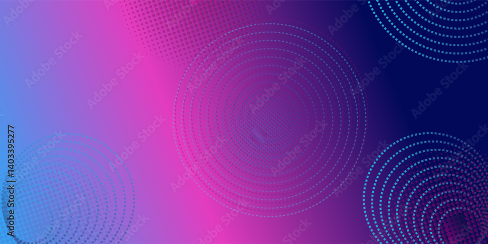 Abstract background of blue, pink and turquoise curve circles with haltones. Vector illustration Abstract background of blue, pink and turquoise curve circles with haltones. Vector illustration