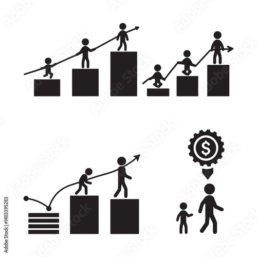 business people success icon set collection in flat style design illustrations