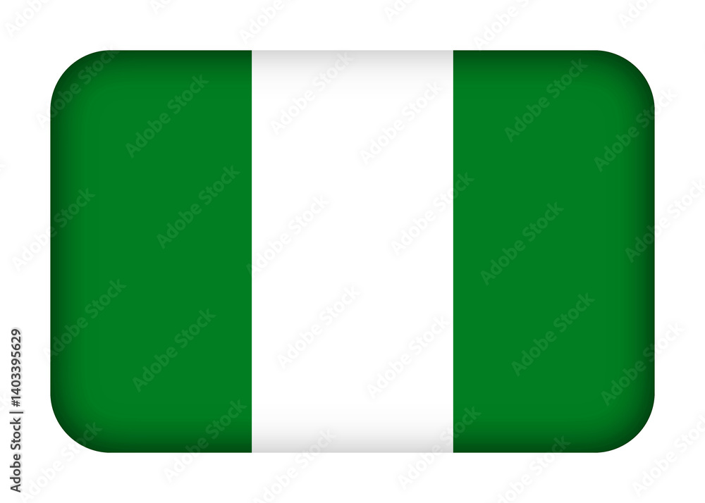 Nigeria flag with round corners. 3d illustration button flag of Nigeria transparation png Nigeria flag with round corners. 3d illustration button flag of Nigeria transparation png