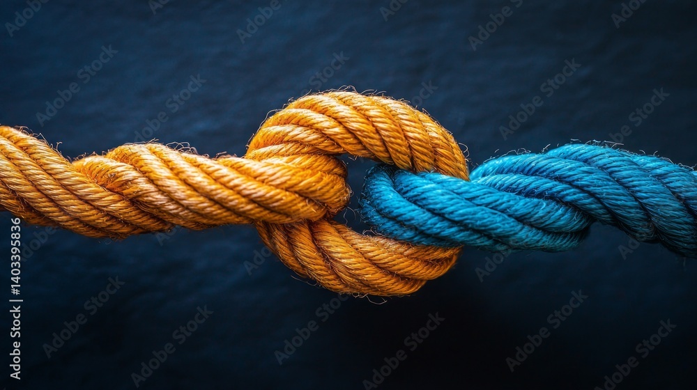 Fototapeta premium Two ropes are tied together in a knot