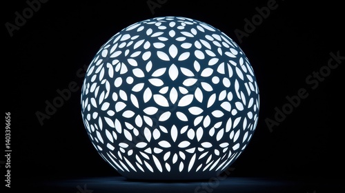 A blue and white lamp with a flower pattern.