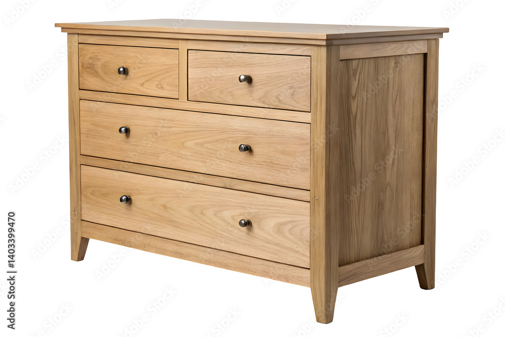 Light Oak Finish Dresser with Four Drawers for Clothing Organization. Light Oak Finish Dresser with Four Drawers for Clothing Organization.