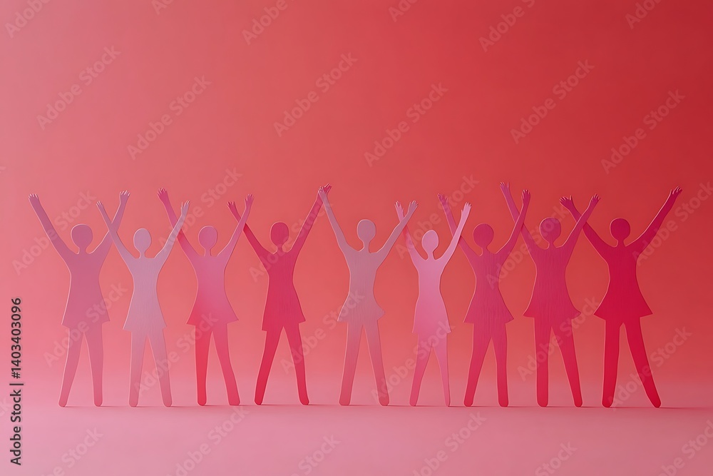 Fototapeta premium Empowered Women Teamwork Silhouette Cutouts Celebration
