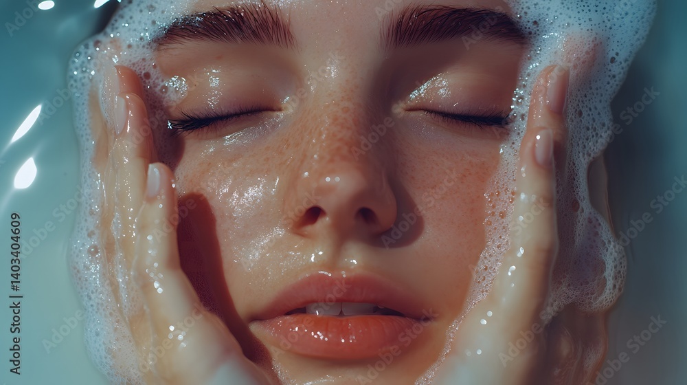 Relaxed woman enjoying a luxurious bubble bath in a calm and inviting atmosphere representing self-care and wellness Relaxed woman enjoying a luxurious bubble bath in a calm and inviting atmosphere representing self-care and wellness