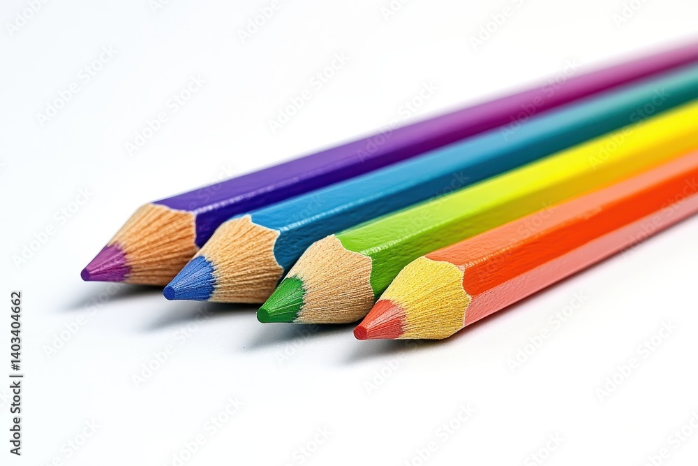 Colorful pencils in a row