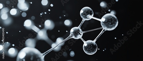 Obraz na płótnie 3D chemical illustration of PFOS, Perfluorooctanesulfonic Acid, with ball and stick model, C8HF17O3S molecular formula, black background w salonie