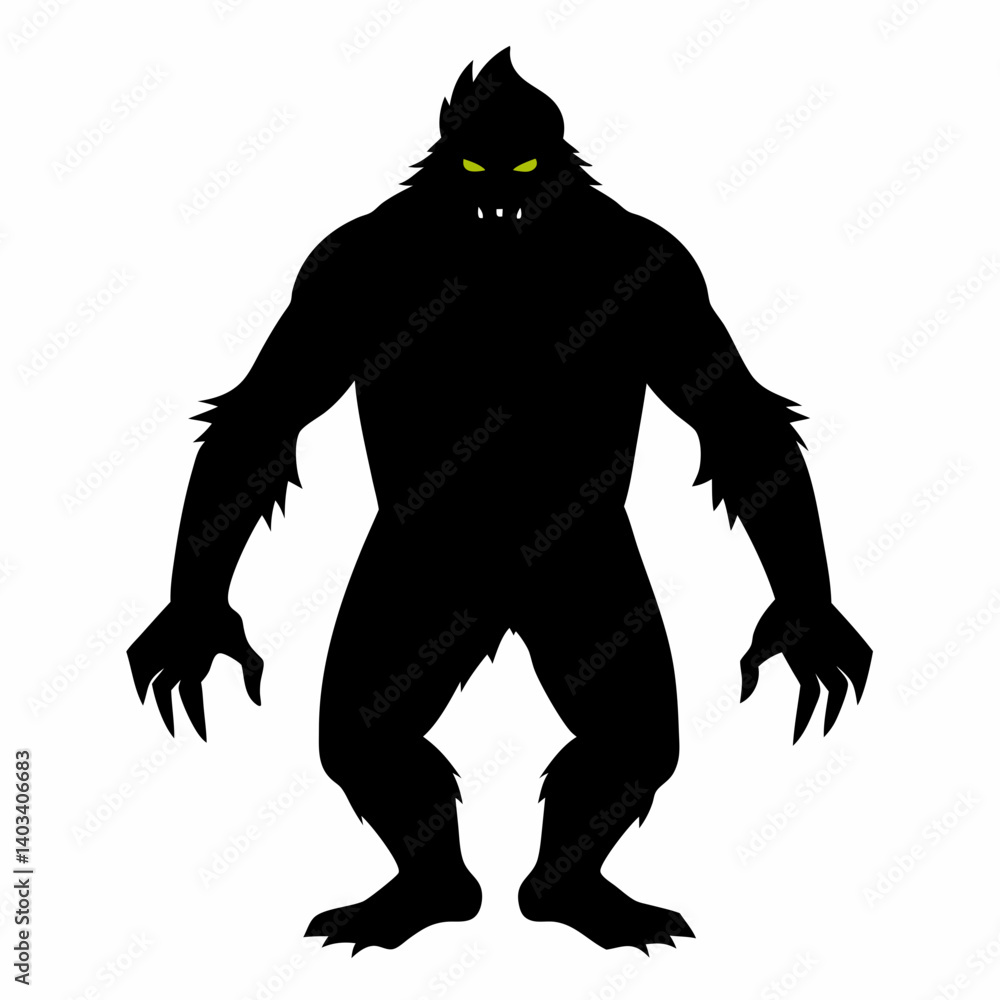 Fototapeta premium Silhouette vector art illustration of a Bigfoot