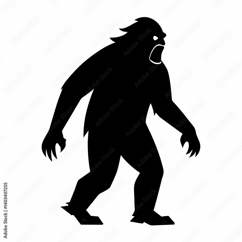 Silhouette vector art illustration of a Bigfoot Silhouette vector art illustration of a Bigfoot